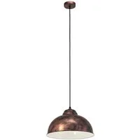 EGLO Hängeleuchte TRURO 2 Hängelampe, Esstischlampe, Stahl, rostoptik, weiß, E27, ohne Leuchtmittel, Wohnzimmerlampe, 1 flammig, Vintage, Industrial, Retro, 110x37cm