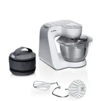 BOSCH Küchenmaschine MUM58200 Serie 4 Knethaken, Rühr- & Schneebesen aus Edelstahl, 1000 W, 3,9 l Schüssel, Zubehörtasche, Edelstahlschüssel spülmaschinenfest, 3D Rührsystem