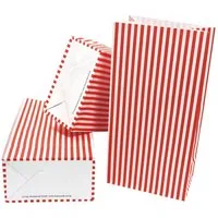 Frau WUNDERVoll Papierdekoration 12 Papiertüten mit Boden, rot, weiße Streifen, 100g Papier