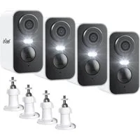 TWUFY Überwachungskamera Überwachungskamera 3MP HD Wifi Kamera mit Nachtsicht Indoor Kamera (Outdoor, Außenbereich, außen/innen, mit farbige Nachtsicht PIR-Bewegungserkennung, 4-tlg., Type C Lange Zeit Standby Cloud/Speicherkarte, 2-Wege Audio IP66 W