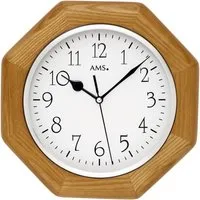 AMS Funkwanduhr F5512 (Quarz,Holz,Esche eichefarben,Glas,Wohnzimmer,Esszimmer,Arbeitszimmer)
