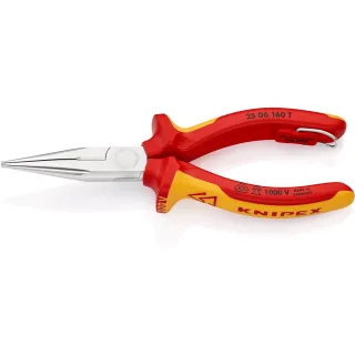 KNIPEX Flachrundzange mit Schneide/Befestigungsöse verchromt - 2506160T