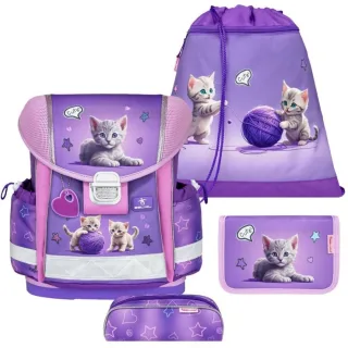 Belmil Schulranzen Set Mädchen Little Kittens (Motiv: Kätzchen) "Classy", ab 1.Klasse Grundschule