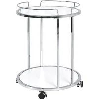 HAKU Beistelltisch Beistelltisch auf Rollen weiß-Sofatisch MDF, Metall - H 60 x Ø 45 cm (1 Stück), Beistelltisch aus Metall