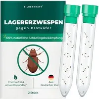 Silberkraft Insektenvernichter Lagererzwespen gegen Brotkäfer, Kornkäfer, Kugelkäfer, Tabakkäfer, Biologische Schädlingsbekämpfung ohne Chemie, Haushalt & Lagerflächen