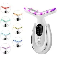Tekoo Gesichtsmassagegerät 7-in-1 Anti-Falten Massagegerät Hals & Gesicht LED Lichttherapie, 160° Dolphin-Design, 15 Min. Timer, kabellose Anwendung