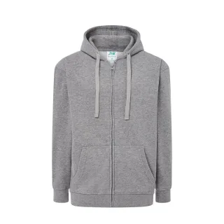 JHK - Hoodie mit durchgehendem Reißverschluss für Herren/Damen Unisex (Grau meliert)