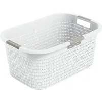 ROTHO Wäschekorb Wäschebox 40L COUNTRY, ergonomische Wäschebehälter mit Griffe, Rattan-Oberfläche ermöglicht Luftzirkulation im Korb