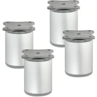 SO-TECH® Möbelfuß ECHO Silberoptik eloxiert, höhenverstellbar, Aluminium, (4-St), Höhe 60 mm