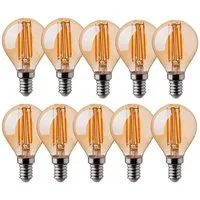 V-TAC LED-Leuchtmittel 4 W E14 Edison LED Vintage Filament Glühbirne Birne Leuchtmittel Retro, 10 St., warmweiß, Mini Lampe Leuchte getöntes Glas warmes licht 10er Set