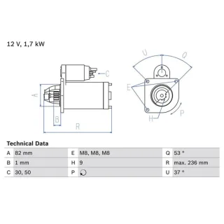 Bosch Anlasser 1,7 kW Fiat Ducato 250 0986025380