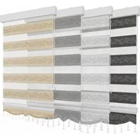 Doppelrollo Duorollo Doppelrollo mit Kassette Rankenmuster und Perlen Höhe: 250 cm, Plisseeonline, blickdicht, Deckenmontage, Freihängend, Deckenmontage mit Clips, Mit Motiv und Alu Kassette in Weiß Gold Schwarz