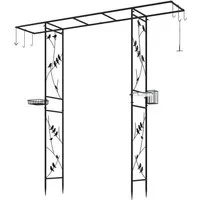 COSTWAY Rosenbogen, 1 St., Torbogen Metall, Gartenbogen mit Vogelfutterstation, 212x40x213 cm