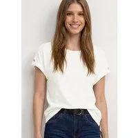 STREET ONE Shirttop Sommershirt mit Rundhals und Knopfdetails