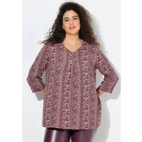 Ulla Popken T-Shirt Shirt Zierfalten A-Linie V-Ausschnitt 3/4-Arm
