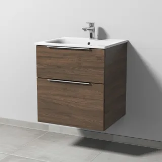 Sanipa 3way Waschtischunterbau zu Geberit Renova Plan Slim Waschtisch mit 2 Auszügen, Eiche-Arizona UM68580