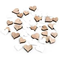 Logbuch-Verlag Dekofigur 24 kleine Mini Herzen aus Holz - Streuteile natur weiß braun Tischdeko