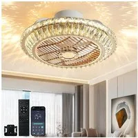 RRBEST Deckenventilator LED Deckenventilator, Leise Kristall Ventilator Kronleuchte, 72W Moderne Fan Deckenlampe mit Fernbedienung