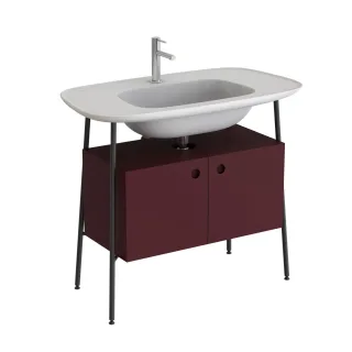 VitrA Plural Set 100 cm Waschtischunterbau mit 2 Türen und Möbelwaschtisch Edelweiß,80455 80455