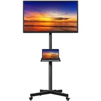 Yaheetech TV-Ständer Mobile TV-Halterung mit Ablageplatte, (bis 60 Zoll, TV-Standfuß, höhenverstellbar & winkeleinstellbar)