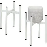 relaxdays Blumenständer Verstellbarer Pflanzenständer 2er Set (2 St), weiß