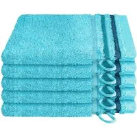 Schiesser Waschhandschuh Skyline Color aus 100 % Baumwolle mit eleganter Streifenbordüre, (5-St), MADE IN GREEN by OEKO-TEX®