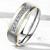 BUNGSA Fingerring 57 (18.1) Bungsa Kristallring mattsilber goldenen Außenringen (Ring, 1-tlg), Frauen Mädchen