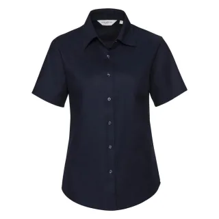Russell Collection Easy Care Oxford Bluse, Kurzarm (Marineblau)