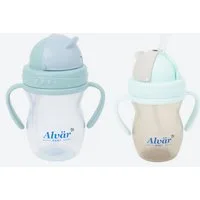 Alvär Babyflasche 2 Stück Alvär Trinkbecher mit Trinkhalm 275 ml