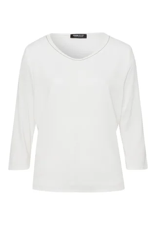 FRANK WALDER - Blusenshirt ELEMENTS mit dezenter Schmuckkette ecru - Gr. - 52