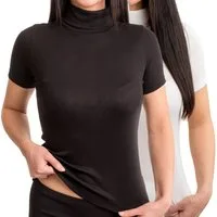 HERMKO Unterziehshirt 17855 (Pack, 2er) Baumwolle/Modal, Kurzarmshirt mit Rollkragen, angenehm weich