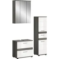 welltime Badmöbel-Set LUCCA, 3-teilig, hochwertige MDF Front, (Set, 3-St., best. aus: Waschbeckenunterschrank, Spiegelschrank, Hochschrank), Badkombination, Bad-Möbel, Badezimmer, Kombination, Kombi
