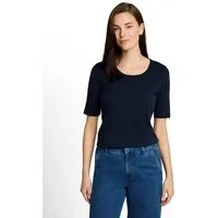 TOM TAILOR T-Shirt Sommershirt mit tiefem Rundhalsausschnitt, unifarben
