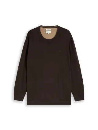 Tom Tailor - Plus Size - Strickpullover mit Logo Stickerei dark chocolate brown melange - Gr. - 5XL