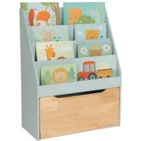 relaxdays Bücherregal Kinder mit Spielzeugkiste, Mint