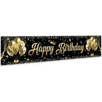 Venicce Love Dekohänger Happy Birthday Banner, Geburtstag Girlande Schwarz Gold Deko Party