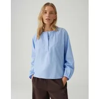 OPUS Langarmbluse FIMOMA aus Chambray Weite Passform, ausgestellter Schnitt, überschnittene Schulter