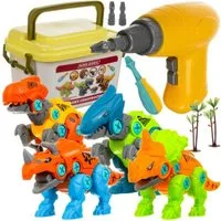 KRUZZEL Spielfigur Bausatz Dinosaurier, (Spar-Set, 1-tlg., 4 in 1), Enthält 85 Bausteine zum Zusammenbauen