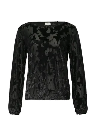 s.Oliver BLACK LABEL - Samt-Longsleeve schwarz - Gr. - 44
