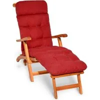 Beautissu Polsterauflage Bequeme Liegenauflage Deckchair, 200x50x8 cm, Rot, Gartenliege Auflage mit Schaumflockenfüllung – Polster für Liegestuhl