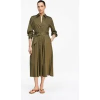 comma Midikleid Kleid Hemdblusenkleid aus Baumwollsatin