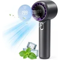 MOPUEA Handventilator Tragbarer Handventilator mit LED, 199 Stufen, Präzise Geschwindigkeit, Turbo Luft, Leicht, Kompakt