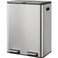 WLIVE Mülleimer Küche 30/60L (2x15/30L), Doppel-Mülleimer mit 2 Fächern, Edelstahl, für Küche & Haushalt