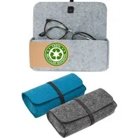 DuneDesign Brillenetui 3er Set Filz Brillentasche Weich mit Lederband - Reiseetui für Brillen, 17 x 3,5 x 8 cm Brillenhülle für Sonnenbrillen - Damen & Herren Etui