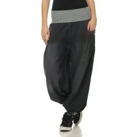 malito more than fashion Haremshose malito Damen Pumphose im Denim Style, perfekte Jeans zum Tanzen, mit breitem Bund und Eingrifftaschen Einheitsgröße