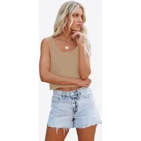 Imily Bela Tanktop Damen Ärmelloses bauchfreies Trainingsshirt (Packung, 1-tlg., 1per-Pack) Einfarbig