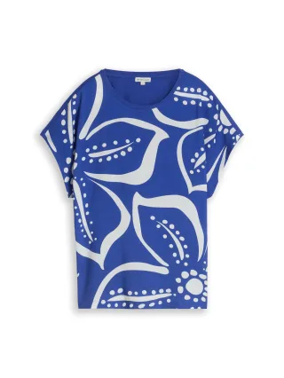 Tom Tailor - T-Shirt im Material-Mix shiny royal blue - Gr. - S