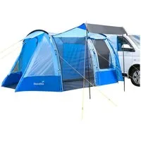 Skandika Buszelt Campingzelt, Tunnelzelt, Aarhus Travel 2, Vorzelt für Bus/Van, Personen: 2 (Tragetasche, Moskitonetz am Haupteingang, Sonnendach), Freistehend, 2 Eingänge, herausnehmbare Schlafkabine, Stehhöhe 205 cm