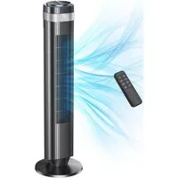 oyajia Turmventilator Ventilator leise 45° Oszillation,3 Geschwindigkeiten,6 Modi,12H Timer, Standventilator mit Fernbedienung, LED-Lichtleiste, für Zimmer, Büro