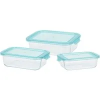 Koopman Frischhaltedose Frischhaltedosen Vorratsdosen Glasbehälter 3 Tlg. Set, Glas, (Set, 3-tlg., Packung), 6 Teile, Vorratsbehälter, 3 Größen, mit Deckel, Hitzebeständig